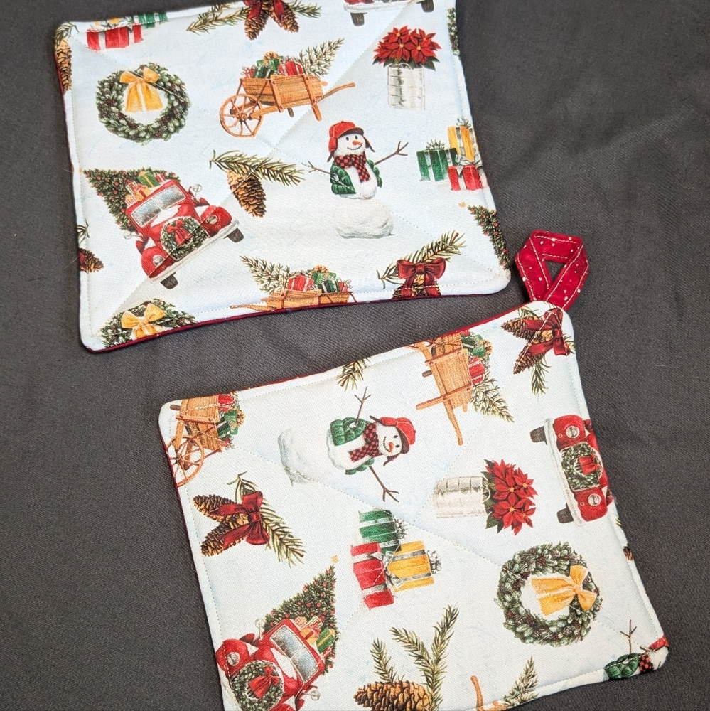 Handmade Festive Snowman Pot Holders